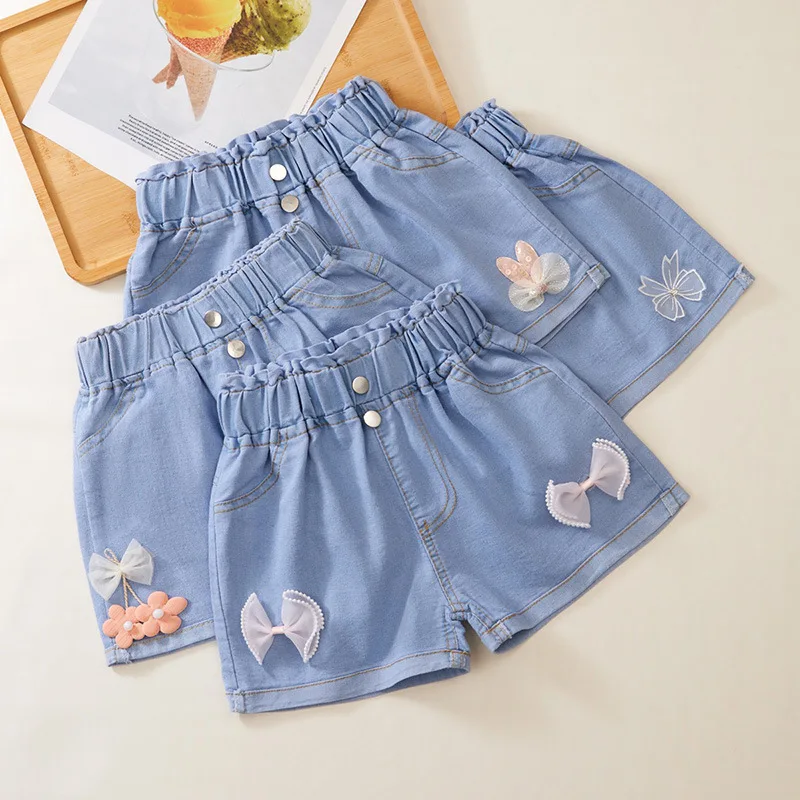Girls Jeans Short Casual Pants Baby Girl Jean Denim Shorts Elastic Waist in Stock