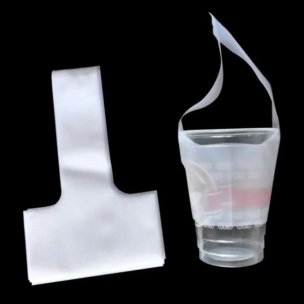 T Shaped Type Single Cup Drink Carrier Packaging Bag One Cup Clear Beverage Holder Poly Bag