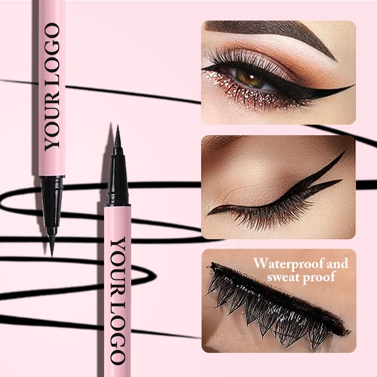 2022 New trend   Best Waterproof Natural  Liquid 2 In 1 Self Adhesive Eyeliner Magic Eyeliner Pen