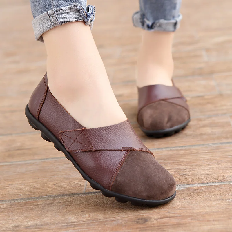 Woman's Flats Loafers Shoes Soft Genuine Leather Casual Big Size 35-44 Mocassin Boat for Women