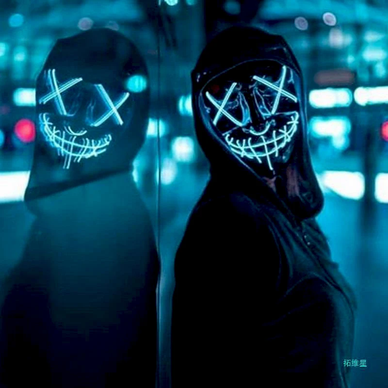 Most Popular LED Light Up Mask In 2024 Halloween Parties Carnival Gifts Costume Party Supplies Luminous Halloween Decorations