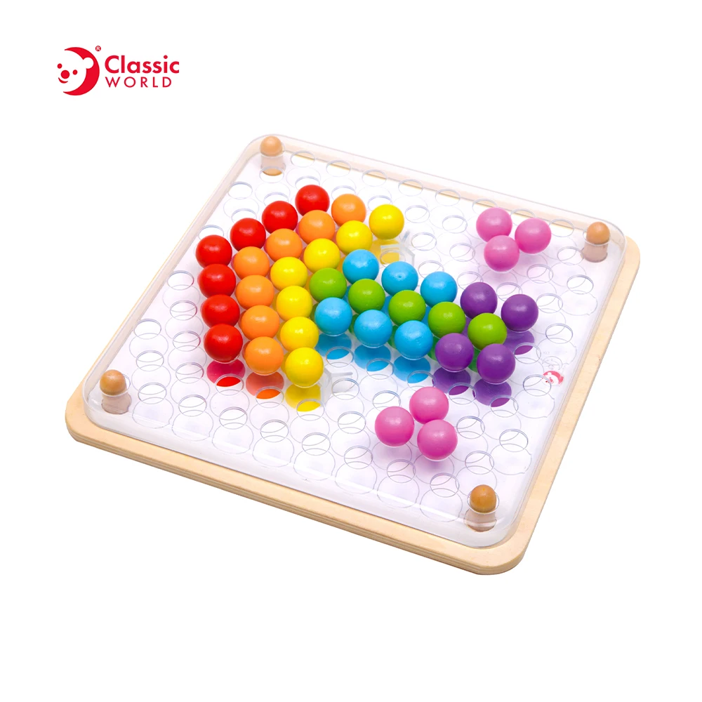 Classic World Early Educational Toy Hands Brain Training Clip Beads Puzzle Board Smart Wooden Toys Montessori for Kids