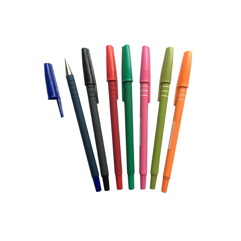 Simple Art Promotional Ballpoint Pen Cheap Plastic Stick Ballpen 1.0mm Writing Width Back to School Accessory