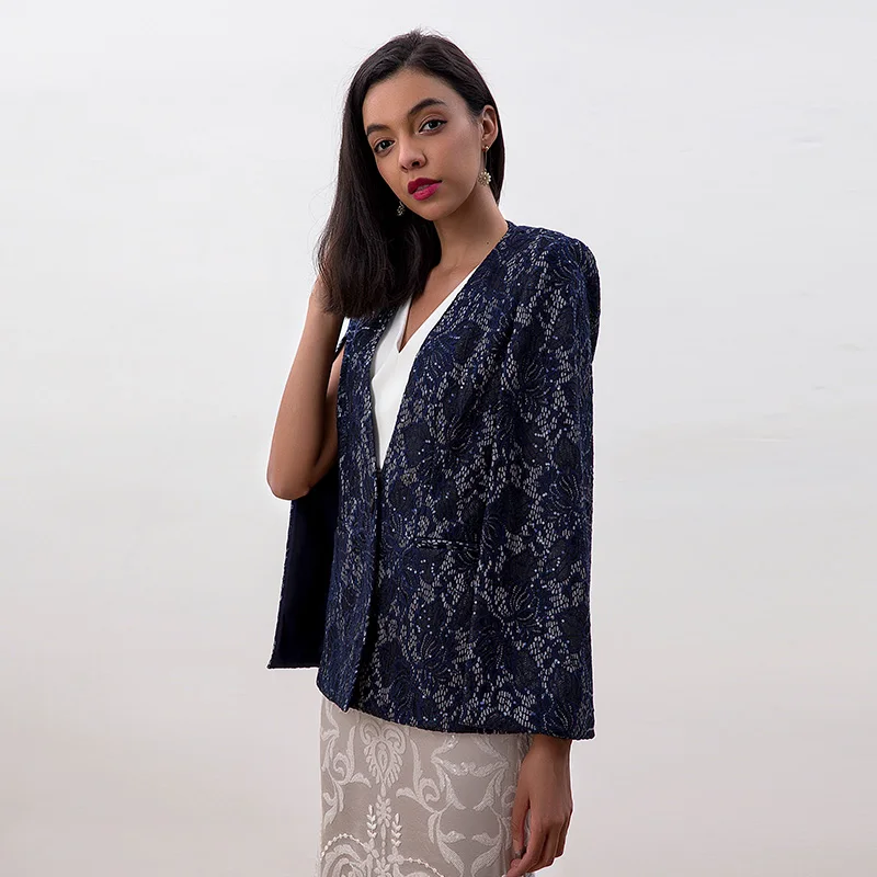 NJ188-1 fall women clothes lace Sequins work Cape modern coats for women
