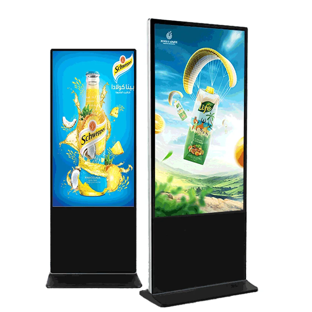 55-Inch LCD Display Digital Signage Touch or Non-Touch with Convenient Floor Stand and Wheels for Advertising Displays