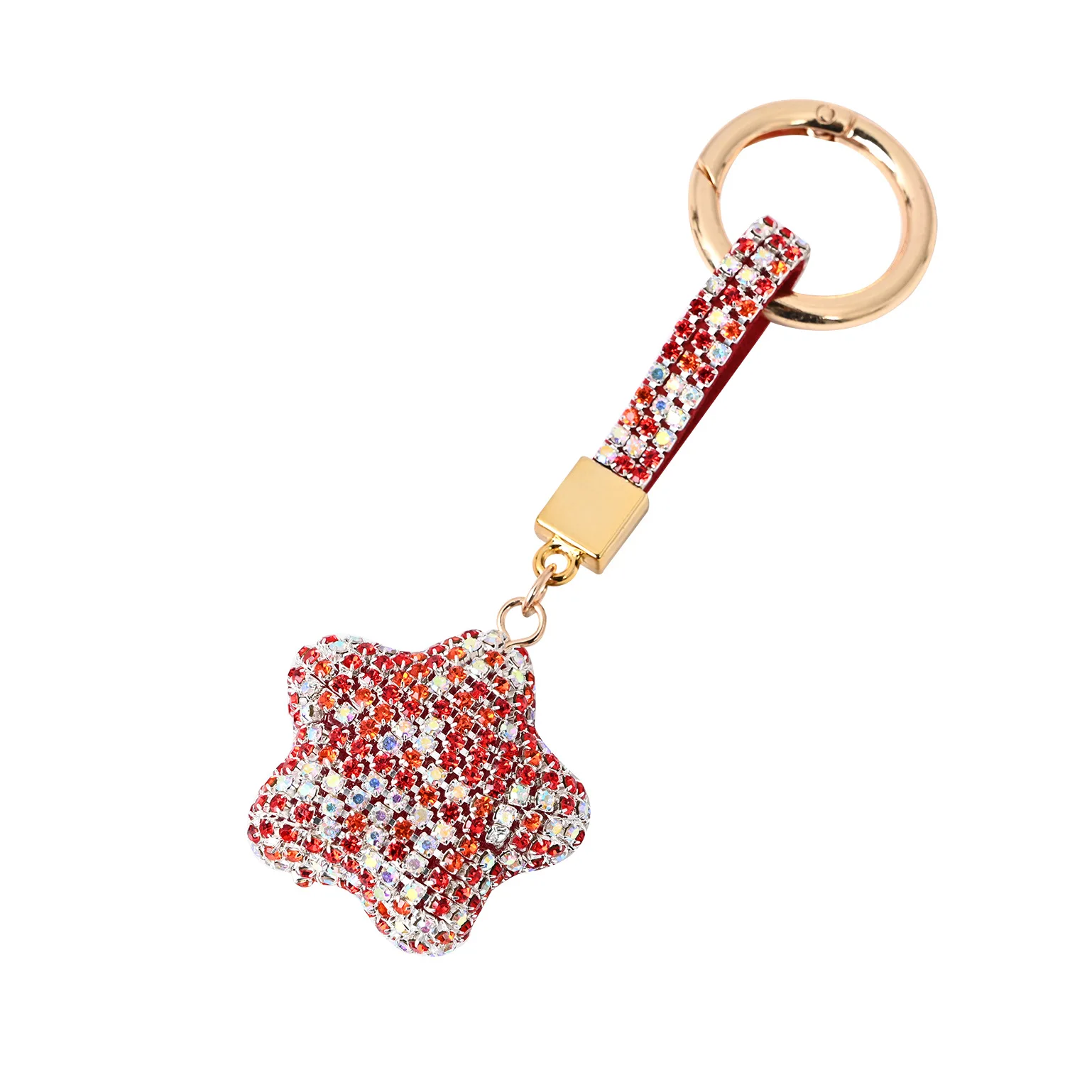 Star shaped  Keychain  Colored innovative  For Women  crystal rhinestone Keychains  shining Keyring