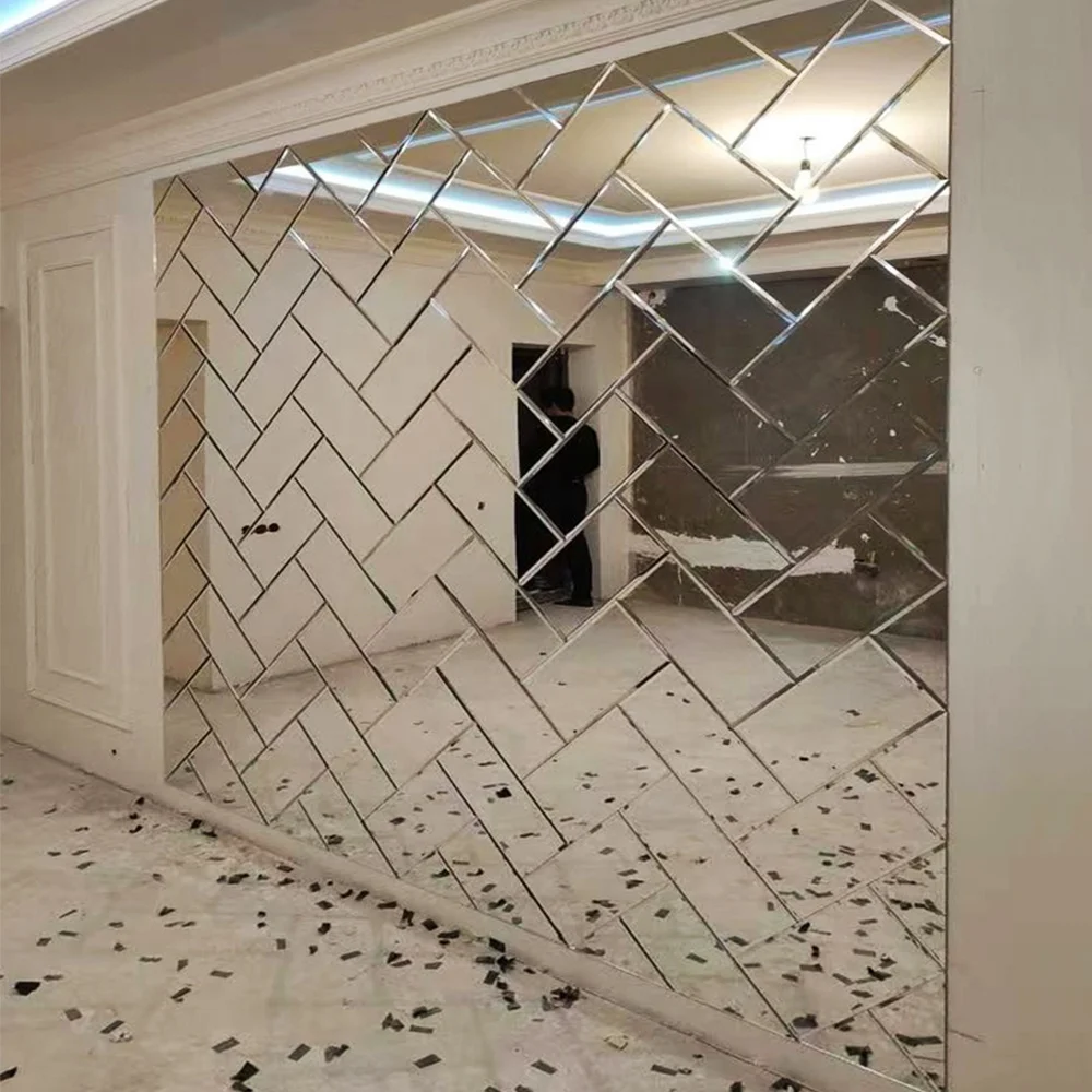 Wholesale High Quality Light Luxury Wall Decor Tile Mirror Glass Mosaic Splice Spell