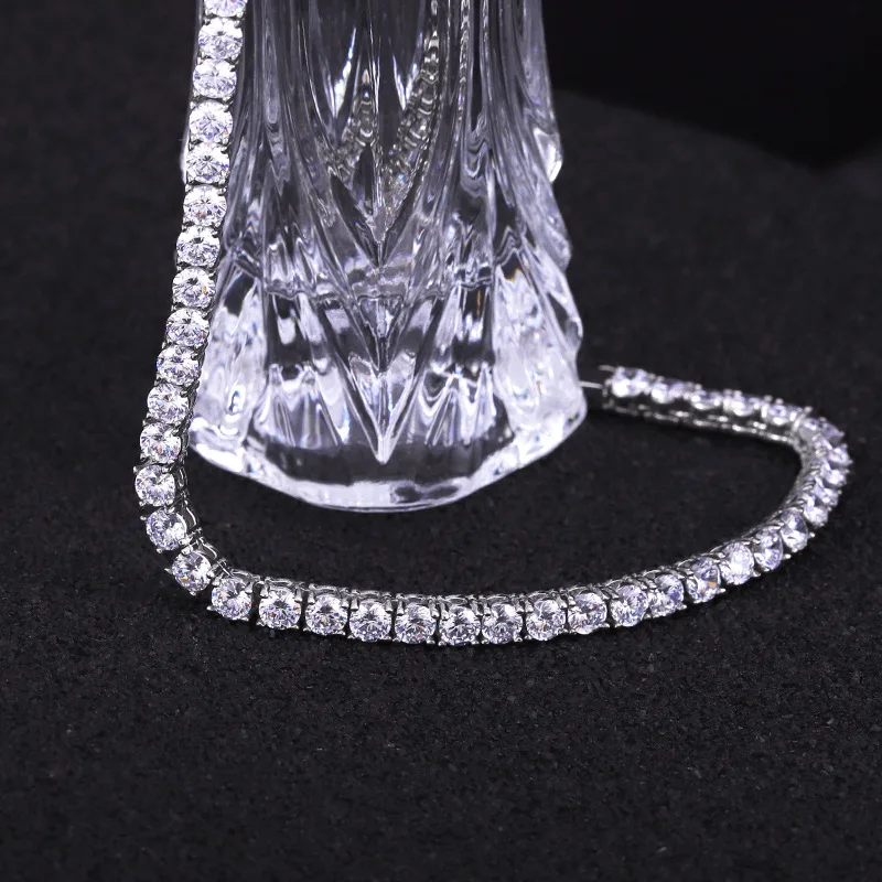 Copper material Moissanite100% Passed The Diamond GRA Certificate  Test Tennis Chain Men Necklaces