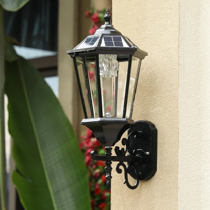 Solar sensor wall light for garden fence exterior wall lighting outdoor waterproof wall lights vintage lamp fixtures