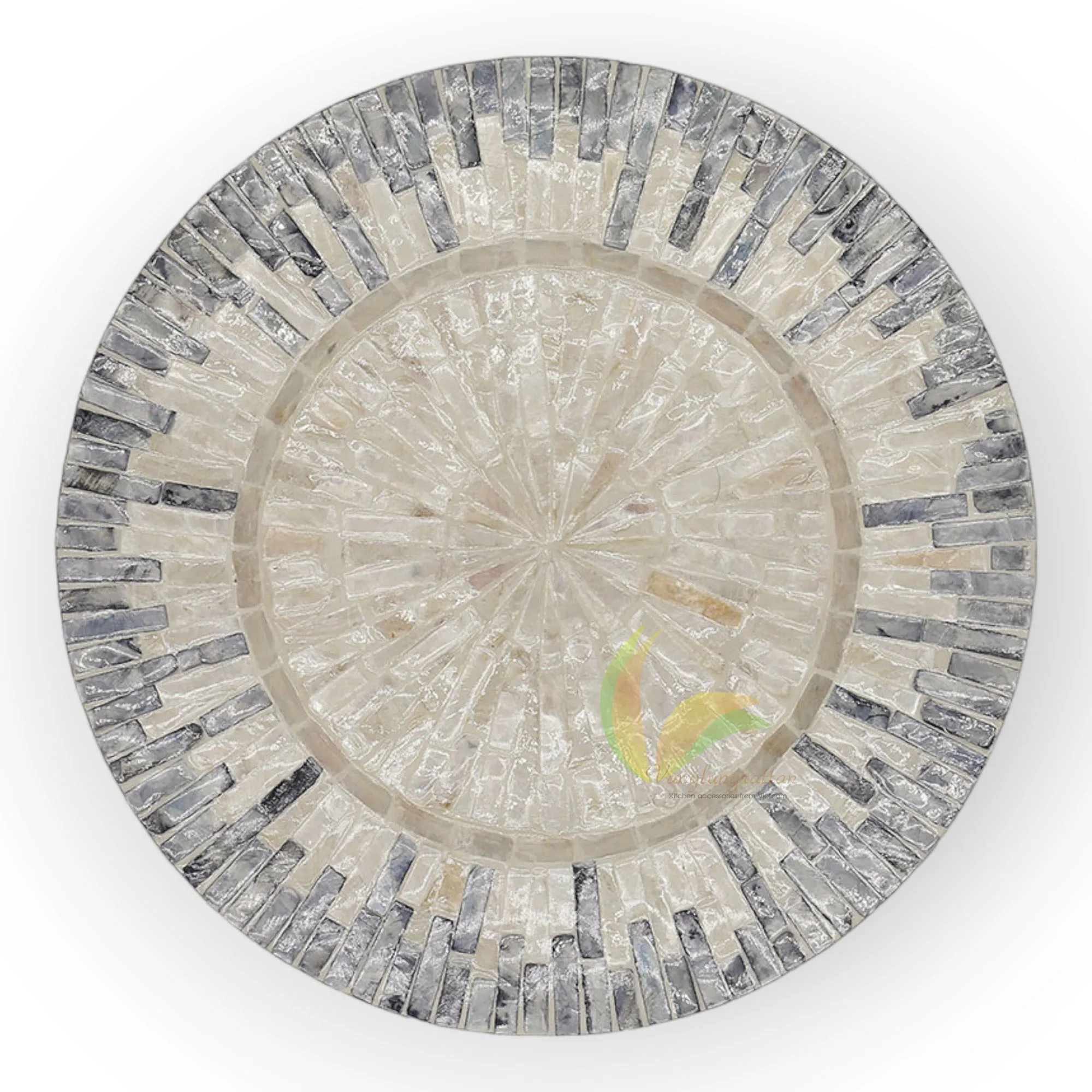 Mother Of Pearl Inlay Nacre Wood Charger Plates for Dinnerware Boho Kitchen Table Decor Table Placemat wholesale Wedding Plate