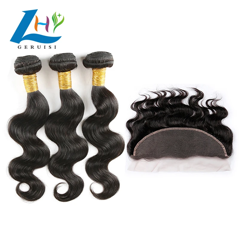 Wholesale thin swiss lace frontal and bundles, 24 hour delivery full cuticle aligned virgin natural Brazilian human hair