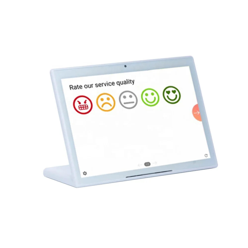 Top sell desktop 10.1 inch L shape happy or not client evaluation device Android RK3288 customer feedback machine with software