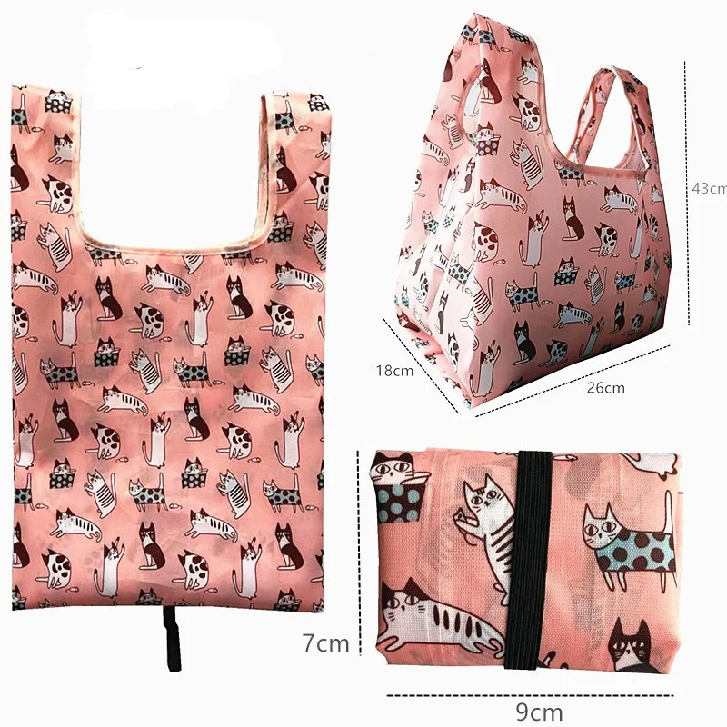 Dynamics Eco Friendly Cute Prints Durable Lightweight Grocery Shopping Bag foldable nylon bag for Produce Market Groceries