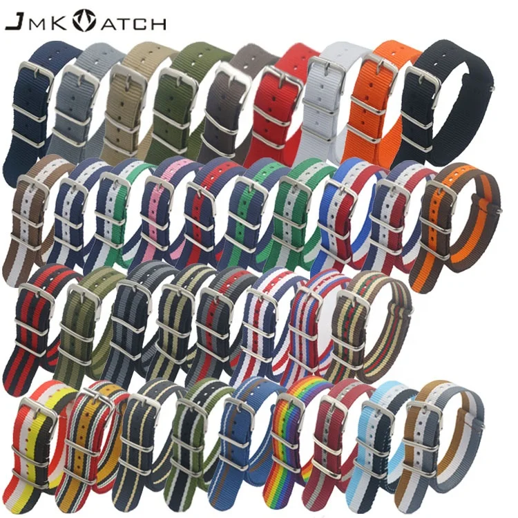 
Customized models nato watch band three rings pin buckle comfortable bracelet pure nylon watch strap 