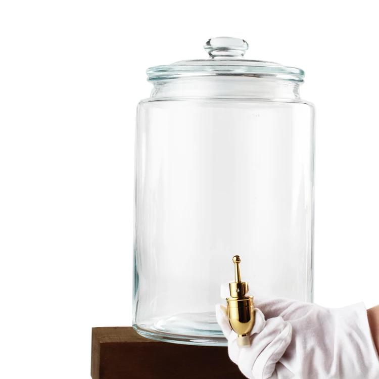 Glass Large Kitchen Canister 5L Glass Drink Dispenser for Parties