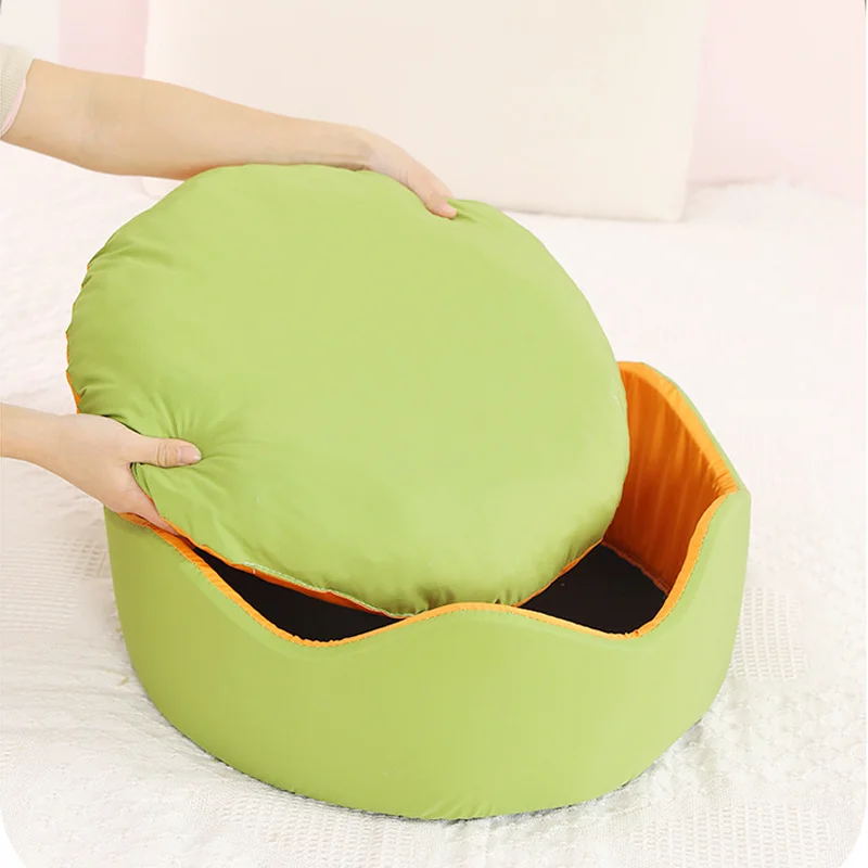 Dog Cool Pet Soft Cute Cat Bed Nest Sponge Removable Pet Supplies Deep Sleep Ice Silk Flower Floral Shape Dog Round Pet Bed Cat