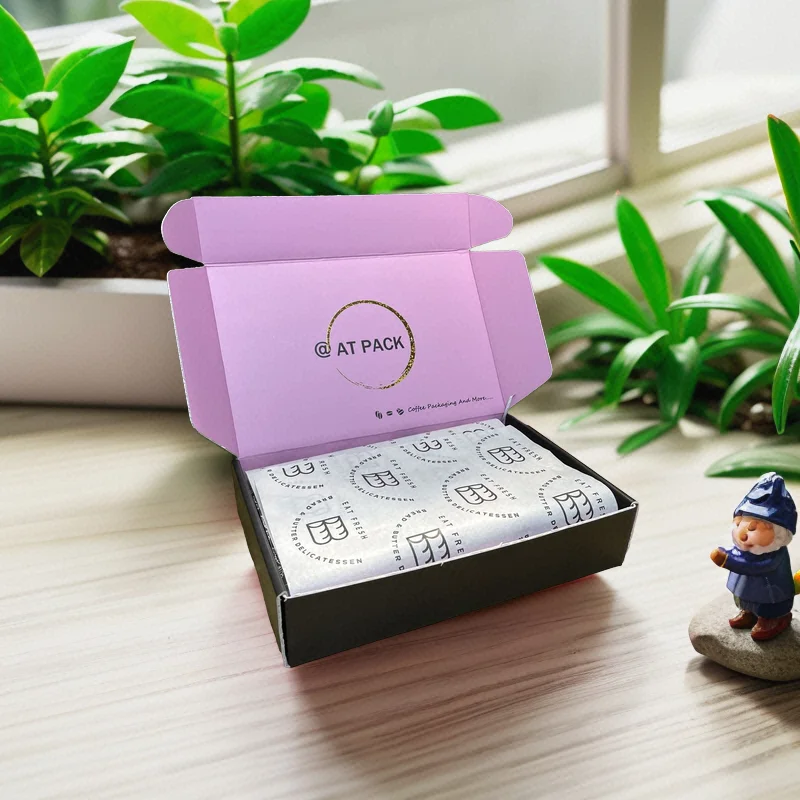 AT PACK FSC Biodegradable Pink Mailing Box Folding Paper Gift Box for Clothing for Soda and Coffee Packaging
