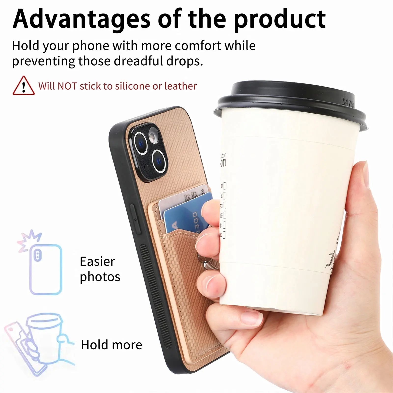 Carbon Fiber Phone Case with Card Holder Mobile Protection Sleeve Stylish Smartphone Cover Protective Shell