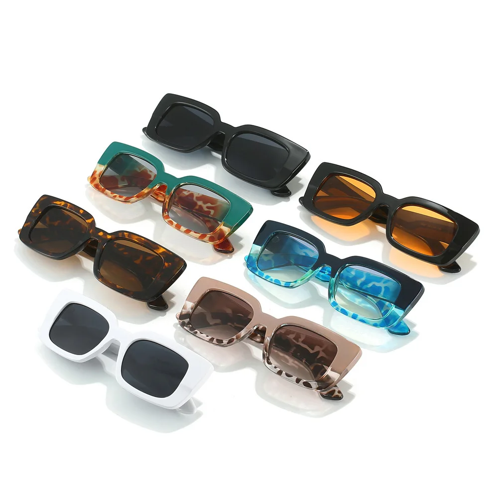 Wholesale Price Fashion Square Sunglasses Women 7 Colors Unisex  UV400 Retro Punk Leopard Sun Glasses