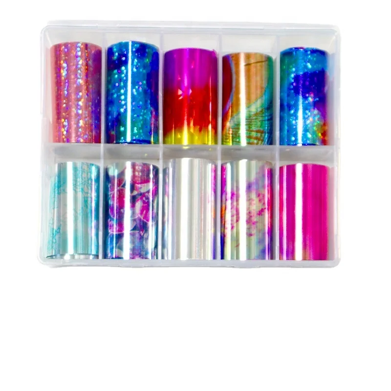 Colorful Halo Stained Night Sky Glass Nail Decal Sticker Dreamy Starry Sky Shining Brightly 3D Nail Decal