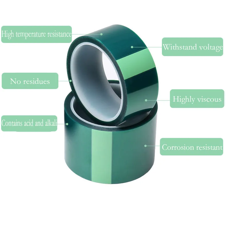 Powder Coating High Temperature Silicone Adhesive Green Blue PET Polyester Electrical Tape