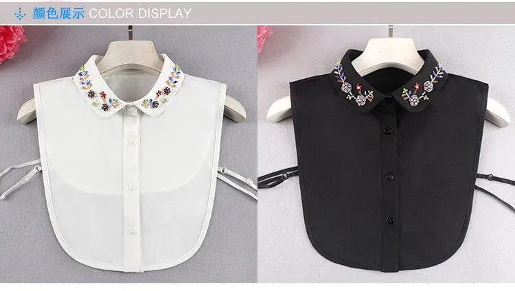  JLZ006B New style handmade decoration garment accessories white detachable chiffon customized fake shirt collar