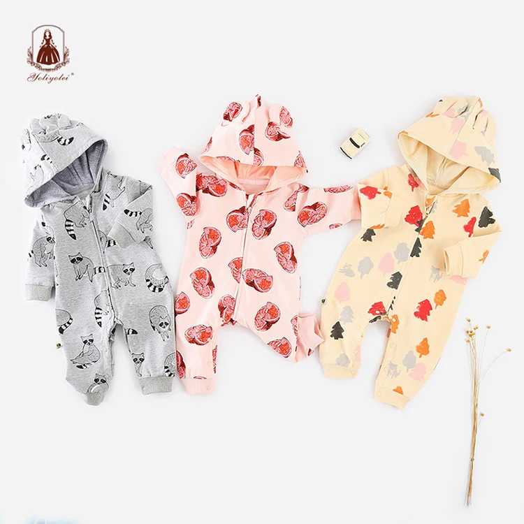 Wholesale New Arrival Toddler Outfit Newborn Clothing Long Sleeve Pattern Baby Clothes Hoodie Romper