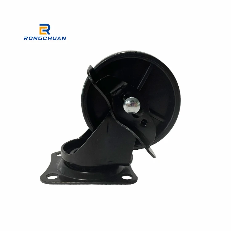 Furniture Caster Office Chair Caster Light 3Inch Universal Chair Cabinet Light Black PP Rotating Belt Silt Side Brake Caster