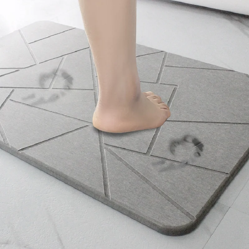 Latest Classic Fast Water Drying Ultra Absorbent Non-Slip Solid Grey Bath Mat Customized diatomaceous earth Stone Mat
