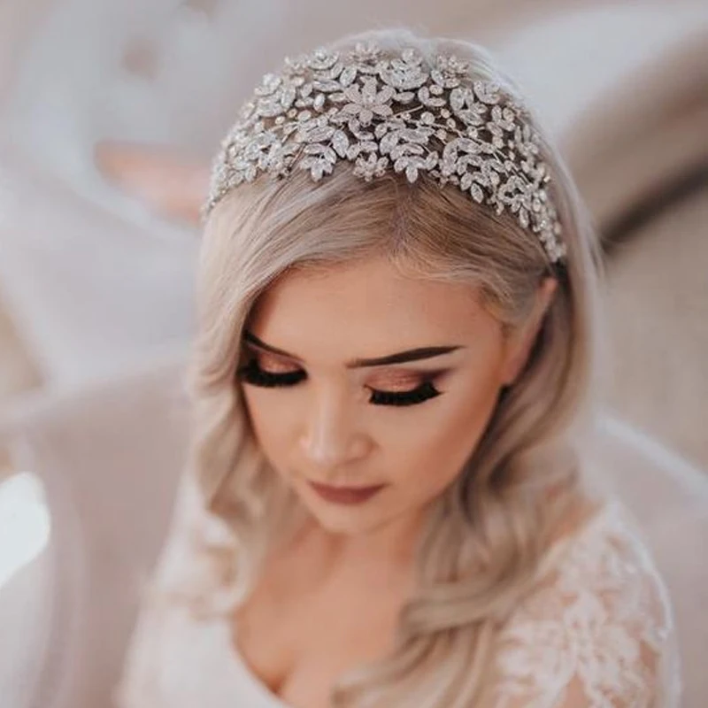 Bridal Cubic Zirconia Headband Wedding Soft Hairband Tiara Hair Jewelry Accessories