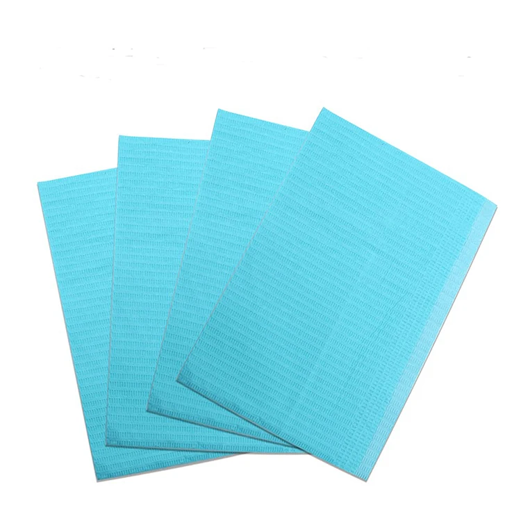 Dental bib wholesale 2ply paper and 1ply waterproof film disposable patient dental bibs