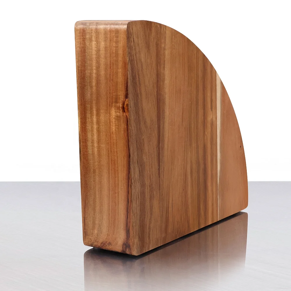 Two-sided Magnetic Knife Holder Acacia Wood Knife Block Holder with Strong Magnets Stand for Knife