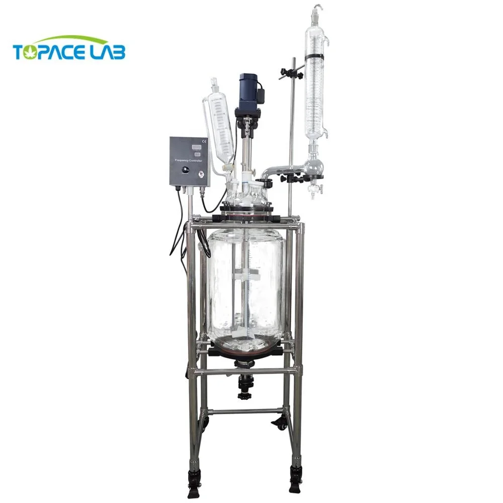 10L 20L 30L 50L Double Layer Jacketed Glass Chemical Reactor with Stainless Steel Reactor Vessel