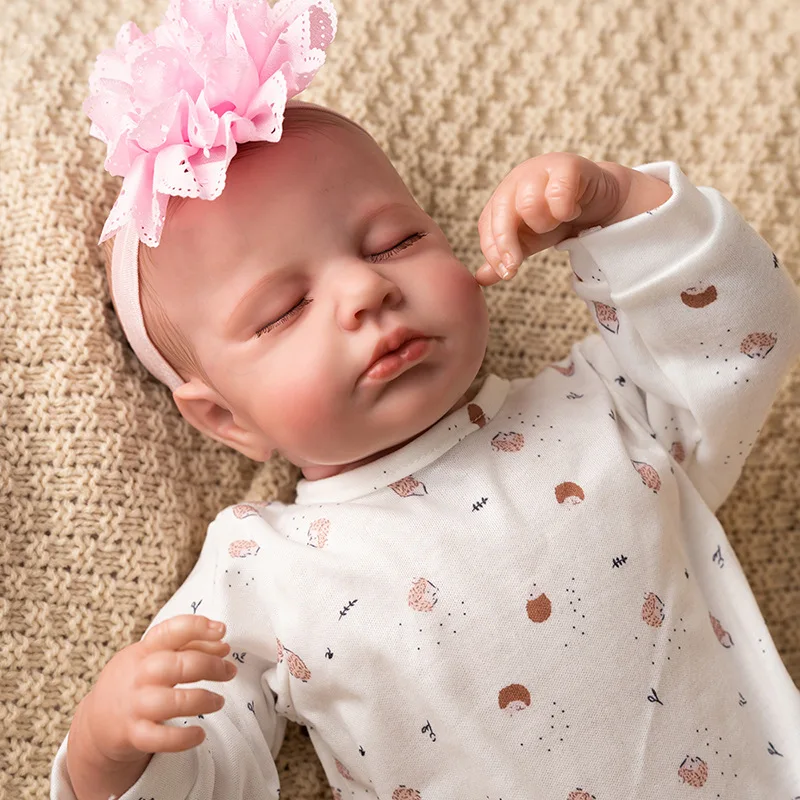 Wholesale 20 Inch Reborn Doll Soft Enamel Lifelike Baby Doll Draw hair Doll