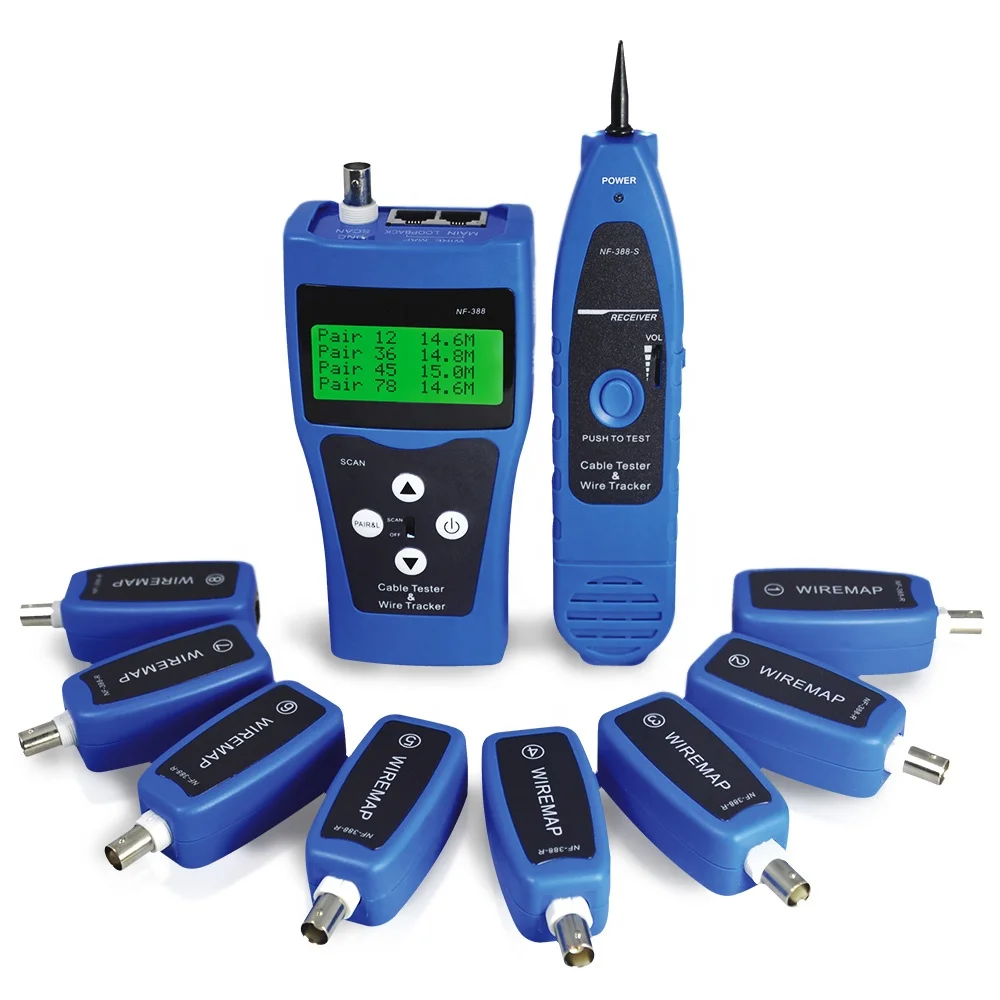 NOYAFA Network Tester Blue NF-388 Network Ethernet LAN Phone Tester Wire Tracker USB Coaxial Cable 8 Far-end Jacks