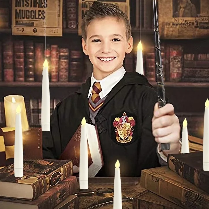 2025 Magic Hanging Floating Taper Candle with Magic Wand Remote Set of 12 Flickering LED Christmas Decorations Candles