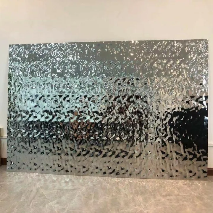 304 Color Mirror Water Wave Stainless Steel Stamped Water Ripple Stainless Steel Sheet For Wall Panel Ceiling Decoration