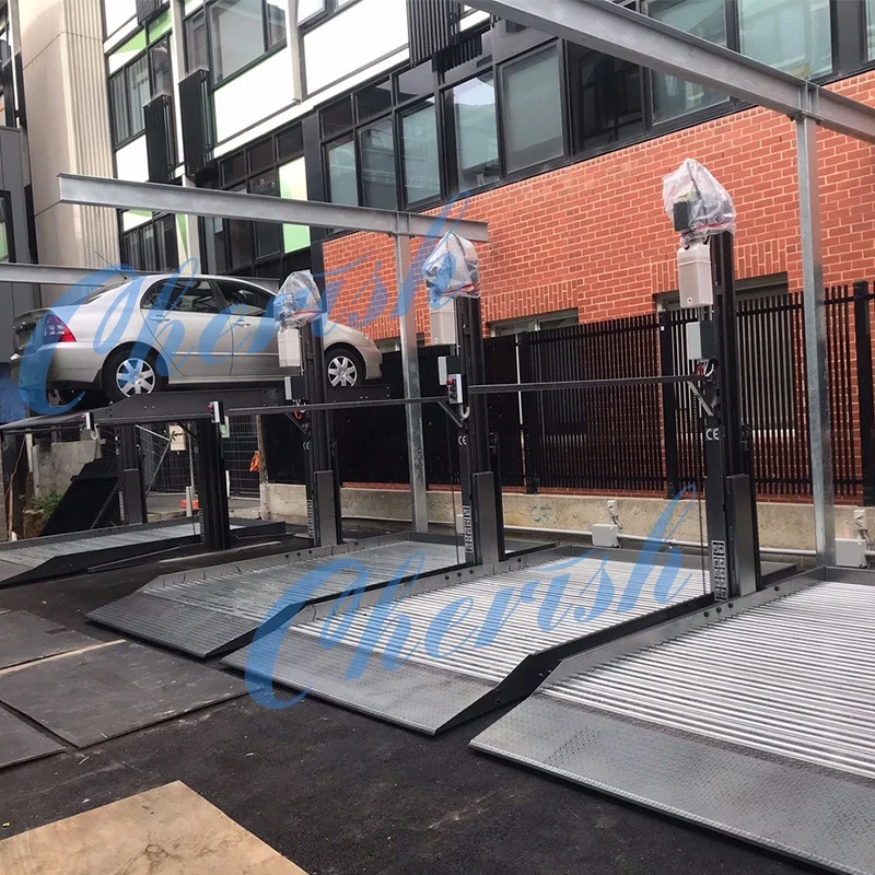 2 post hydraulic parking system double stacker vertical car parking lift