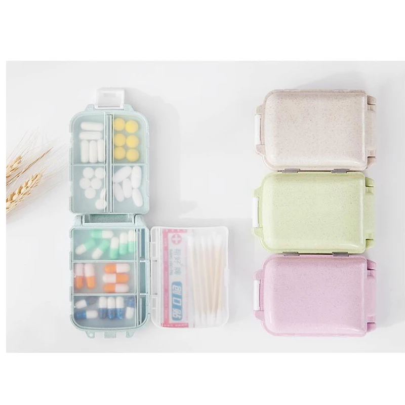 
Eco-friendly Wheat Stalk Degradable Mini Sealed 3 Layer Pill Organizer For Outdoor Travel 