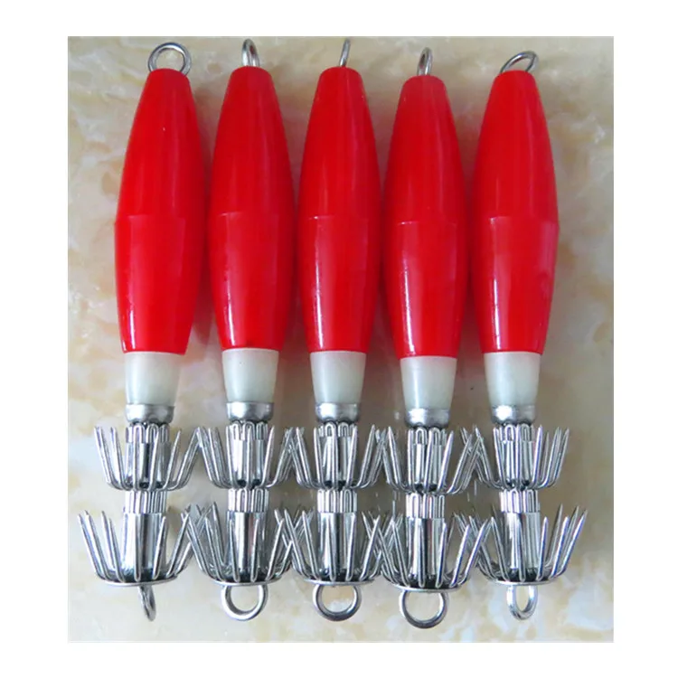 Коммерческий светящийся рыболовный джиг из нержавеющей стали темно-красного твердого тела