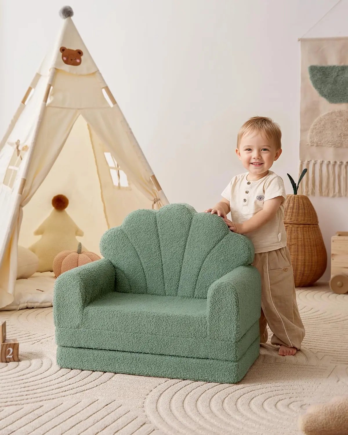 2024 New product sponge 2-in-1 foldable washable kids play sofa for kids play room