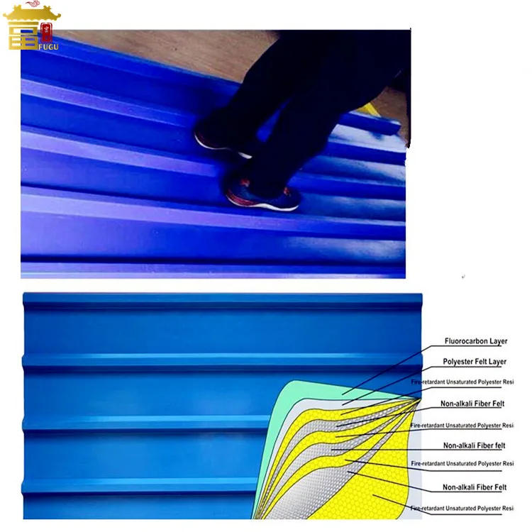 Chemical Factory Used Excellent Anti-corrosion 45 Years Lifetime FRP polyester Roof Tiles