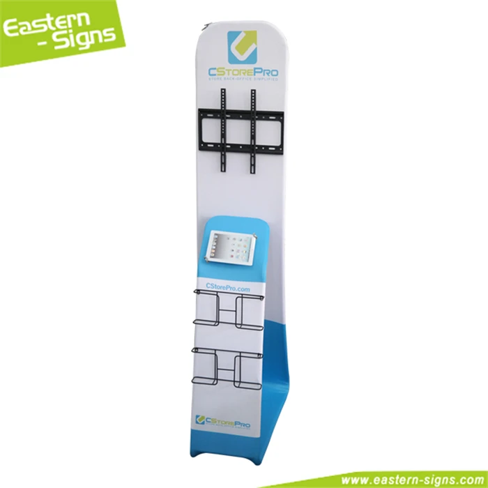 New style anodized aluminum pole trade show display cosmetic luxury tv stand with led lighting