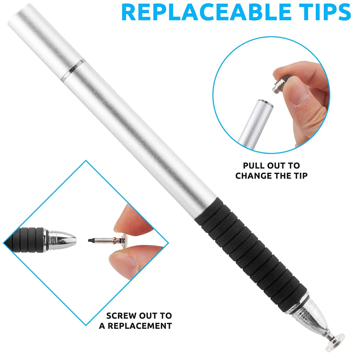 
Universal Anti-fingerprints Soft Nib Capacitive Touch Screen Stylus Pen Compatible for All Touch Screen Smartphones and Tablets 