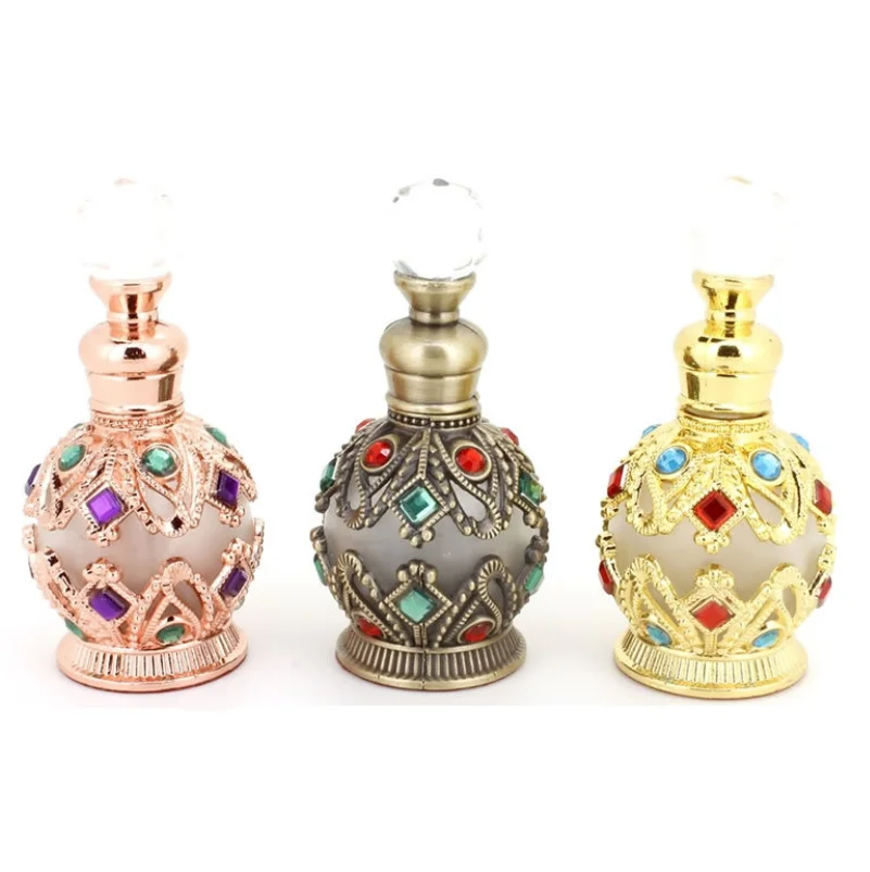 vintage metal empty refillable essential oil arab perfume dropper bottle
