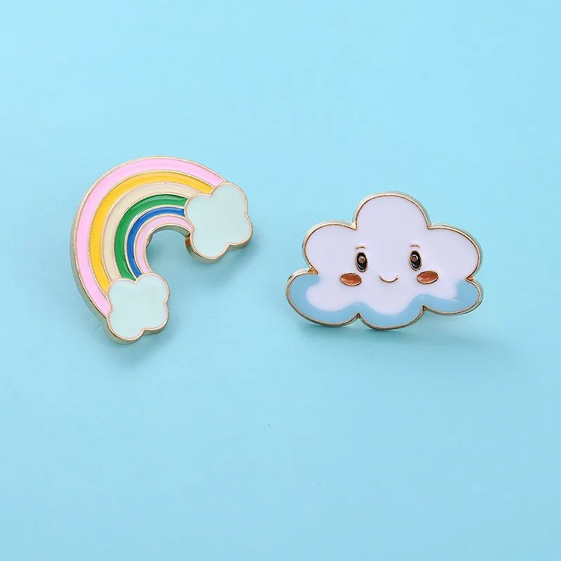 Lovely Rainbow Clouds shaped Brooches Clothing Lapel Pin Badge Weather Jewelry Gift For Kids Girls