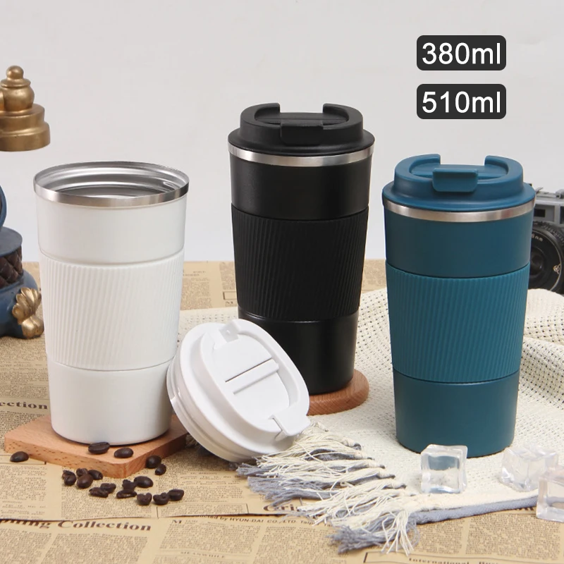 Portable Outdoor Portable Cup  Mug Coffee Cup Stainless Steel Silicone Metal Coffee Cup with Cover