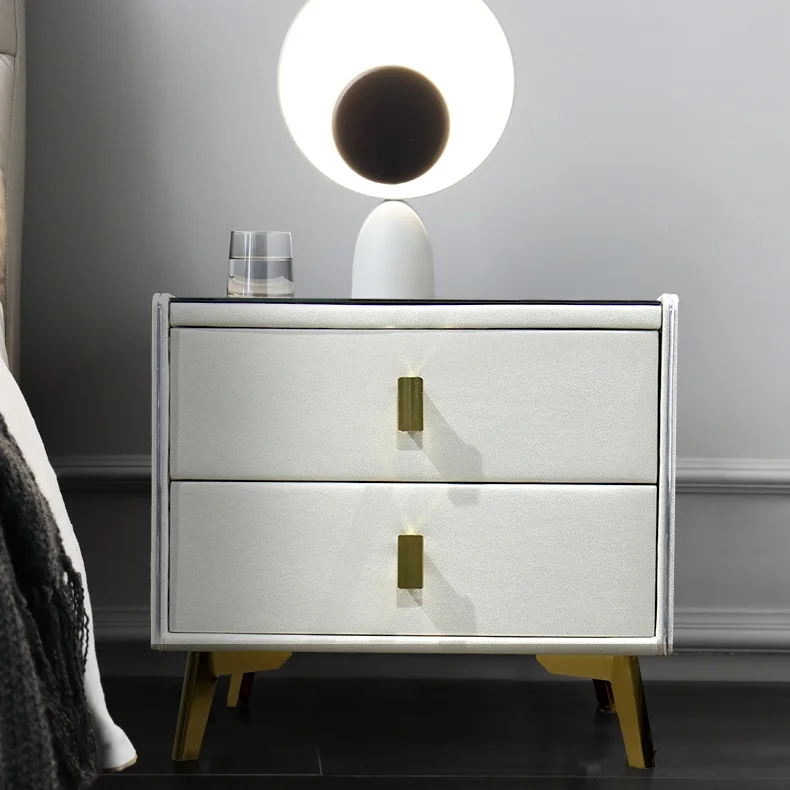 Intelligent bedside table modern simple multi-function bedside table with wireless charging color lamp fingerprint lock sound