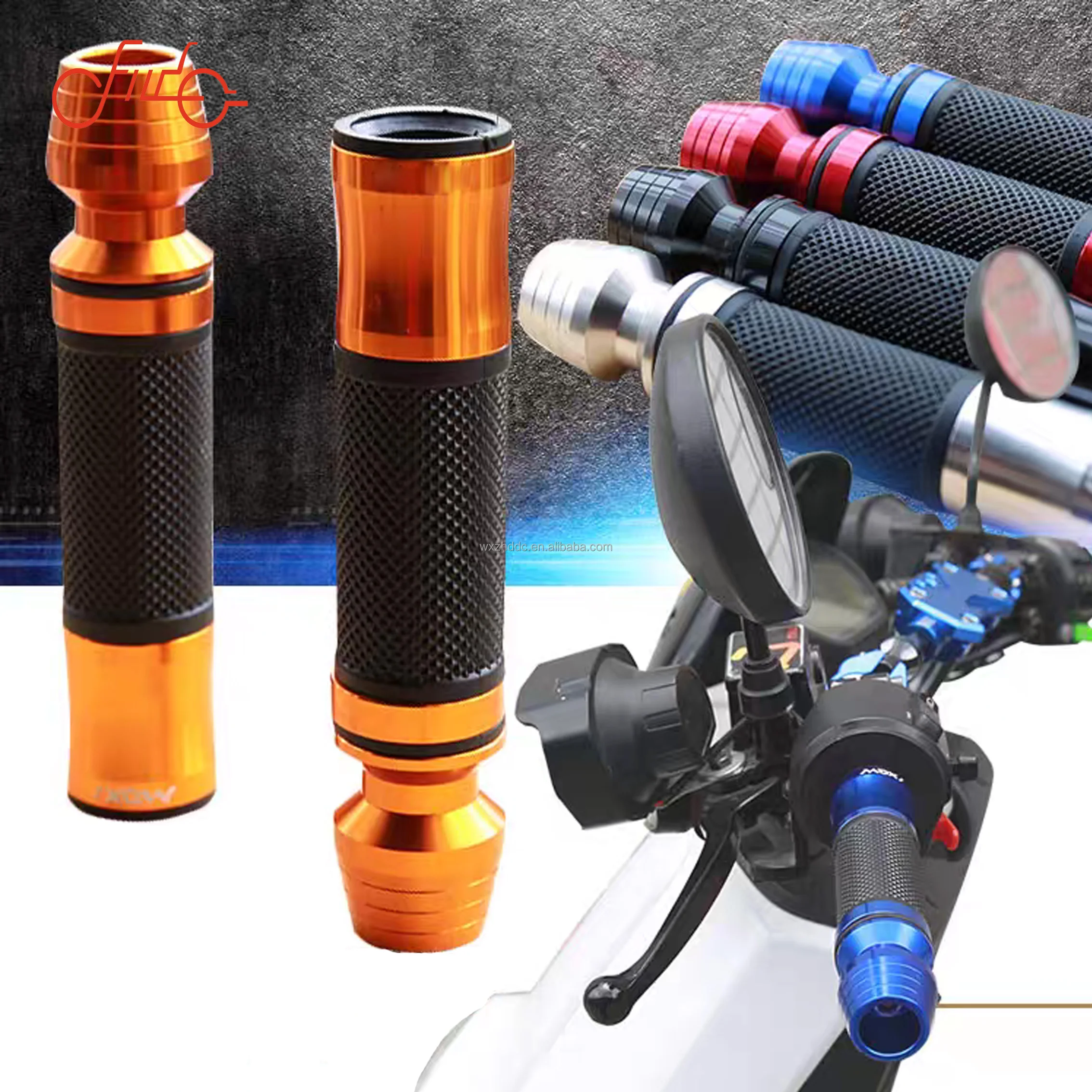 The Fine Quality Durable Universal Aluminum CNC Handle Grip Plus Lengthened Rubber Grip Handlebar End Grips for Motorcycles