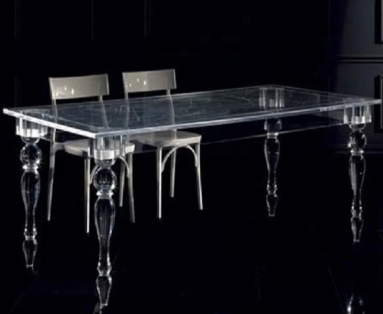Wholesale cheap home furniture used acrylic rectangle dining table and chairs set